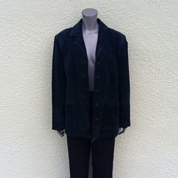 STAN HERMAN STUDIO LADIES VINTAGE GENUINE SUEDE LEATHER COAT (MACHINE WASHABLE) - Picture 1 of 17